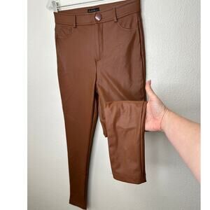 NWT Hunter & Brown Chocolate Faux Leather High Waist Skinny Pant S
